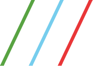 Triple line graphic; green, blue, and red.